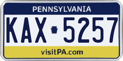 PA license plate KAX5257