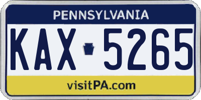 PA license plate KAX5265