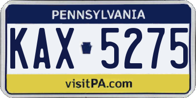 PA license plate KAX5275