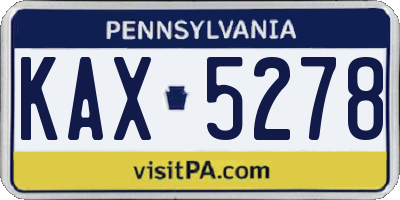 PA license plate KAX5278