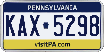 PA license plate KAX5298