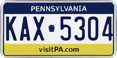 PA license plate KAX5304