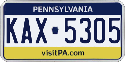 PA license plate KAX5305