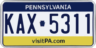 PA license plate KAX5311