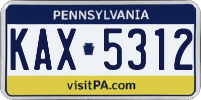 PA license plate KAX5312