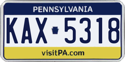 PA license plate KAX5318