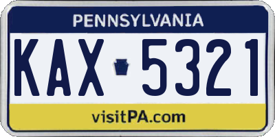 PA license plate KAX5321