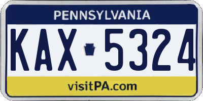 PA license plate KAX5324