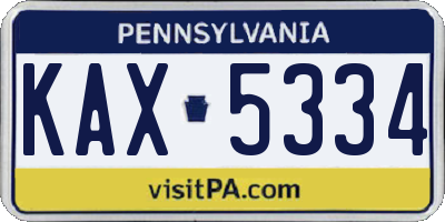 PA license plate KAX5334