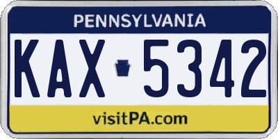 PA license plate KAX5342