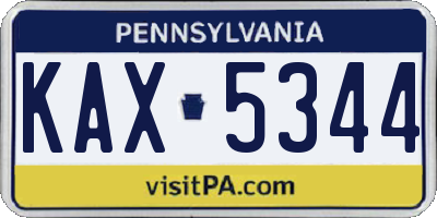 PA license plate KAX5344