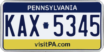 PA license plate KAX5345