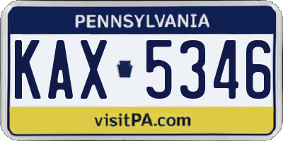PA license plate KAX5346