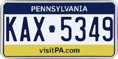 PA license plate KAX5349