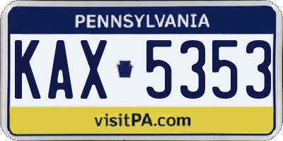 PA license plate KAX5353