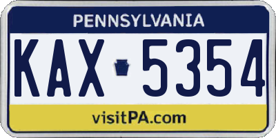 PA license plate KAX5354
