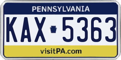 PA license plate KAX5363