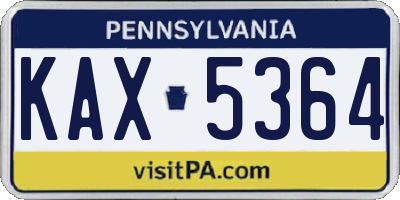 PA license plate KAX5364