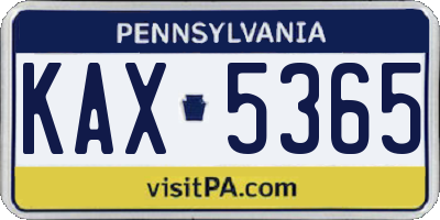 PA license plate KAX5365