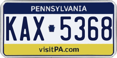 PA license plate KAX5368