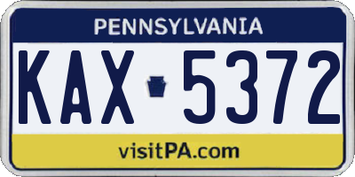 PA license plate KAX5372