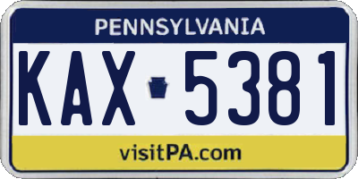 PA license plate KAX5381