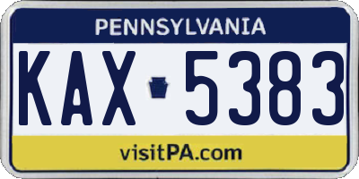 PA license plate KAX5383