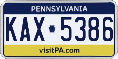 PA license plate KAX5386