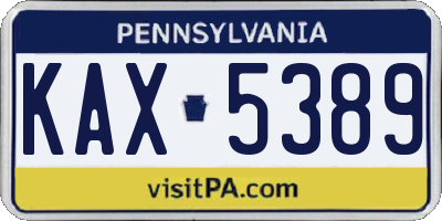 PA license plate KAX5389
