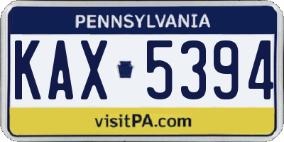 PA license plate KAX5394