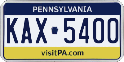 PA license plate KAX5400