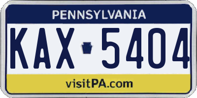 PA license plate KAX5404