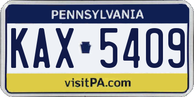 PA license plate KAX5409