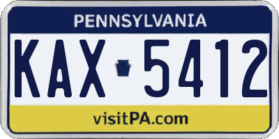 PA license plate KAX5412