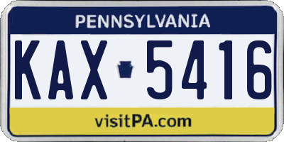 PA license plate KAX5416