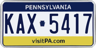 PA license plate KAX5417
