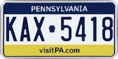 PA license plate KAX5418