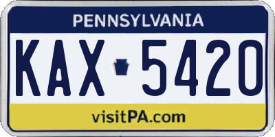 PA license plate KAX5420