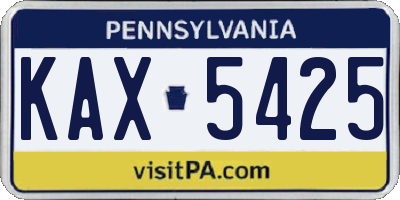 PA license plate KAX5425