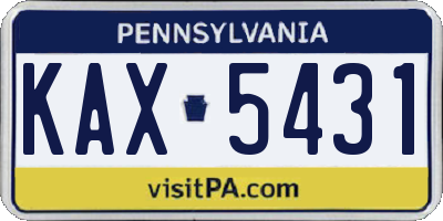 PA license plate KAX5431
