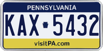 PA license plate KAX5432