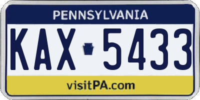 PA license plate KAX5433