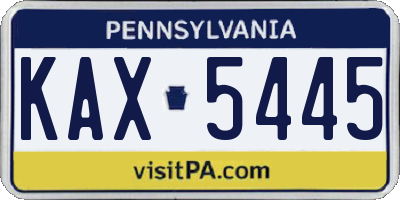 PA license plate KAX5445