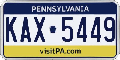 PA license plate KAX5449
