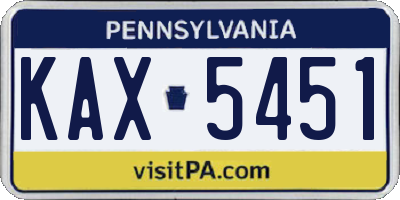 PA license plate KAX5451