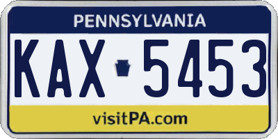 PA license plate KAX5453