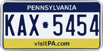 PA license plate KAX5454