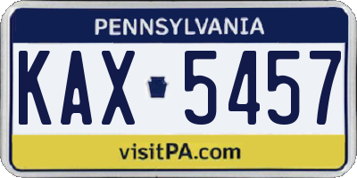 PA license plate KAX5457