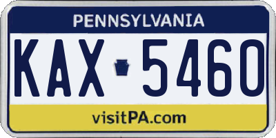 PA license plate KAX5460