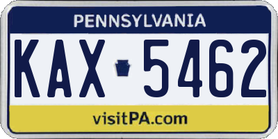 PA license plate KAX5462